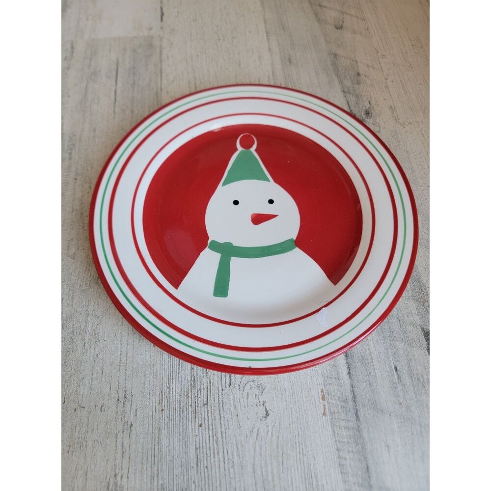 St Nicholas‎ square Snowman plate stripped xmas kitchen
